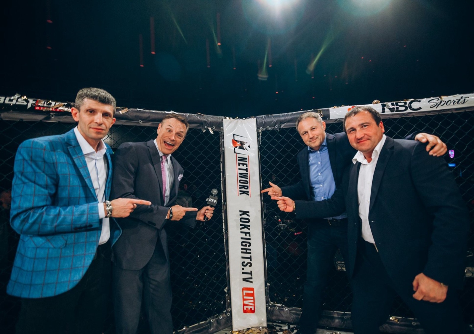 RFP representatives and international media partners inside the MMA arena.