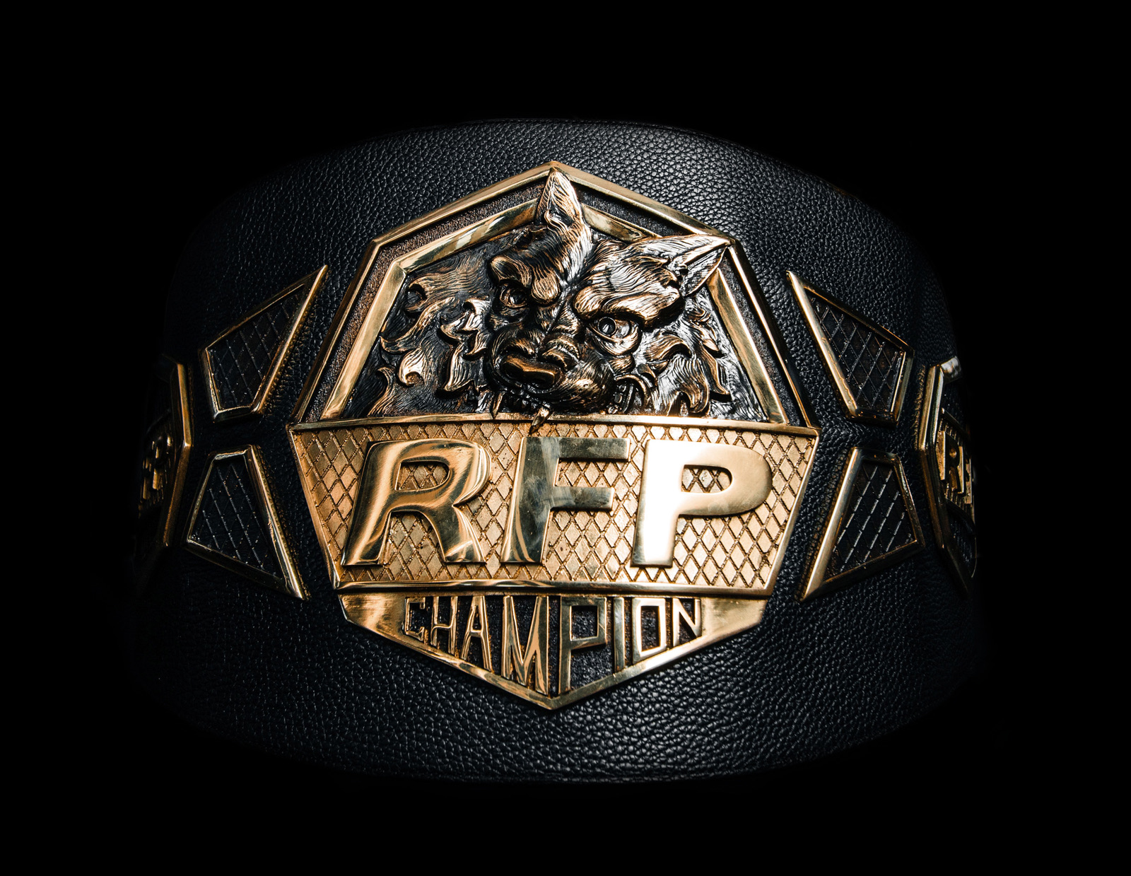 RFP championship belt representing the Ukrainian national record for 100+ official MMA events.